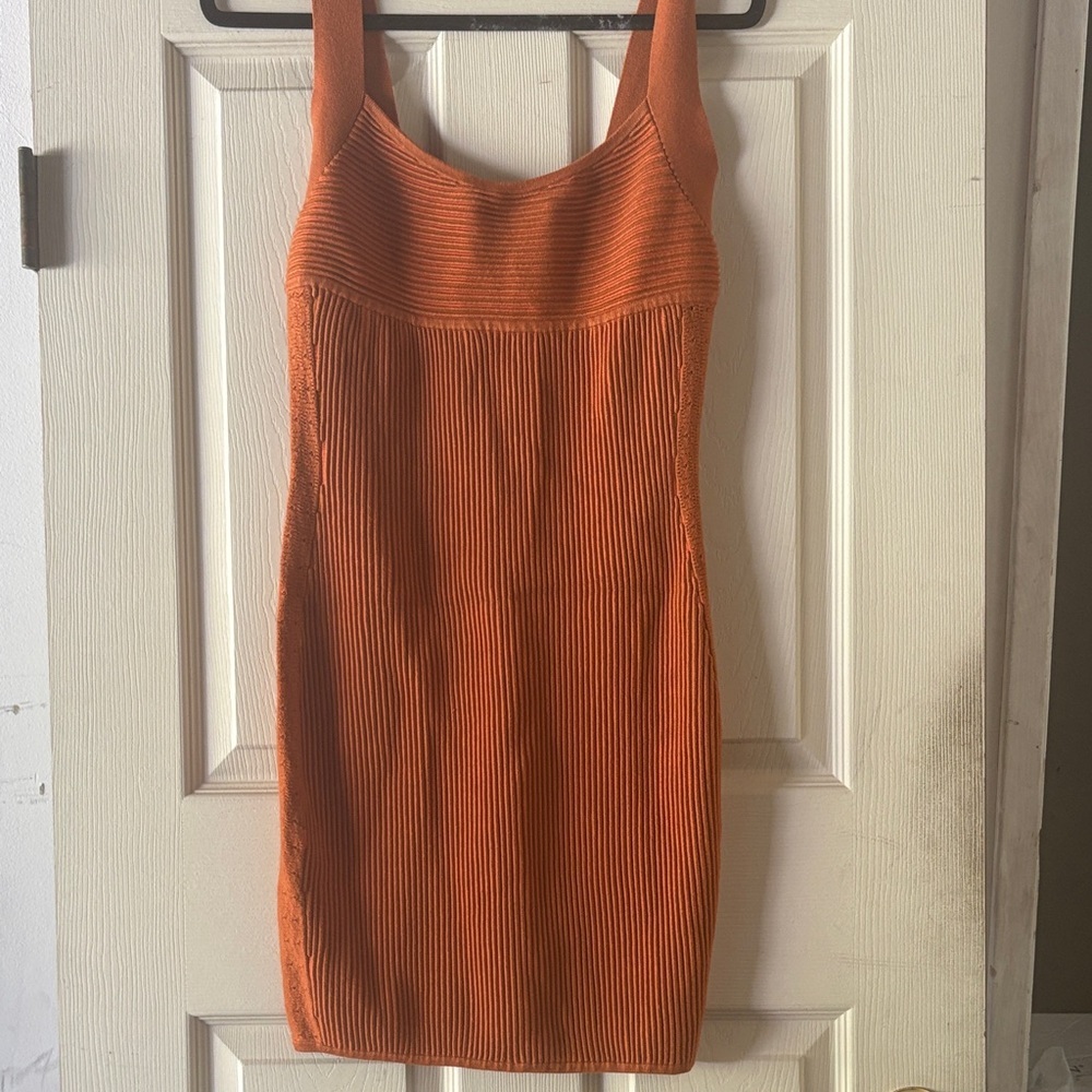 GUESS Orange Ribbed Tank Mini Dress
